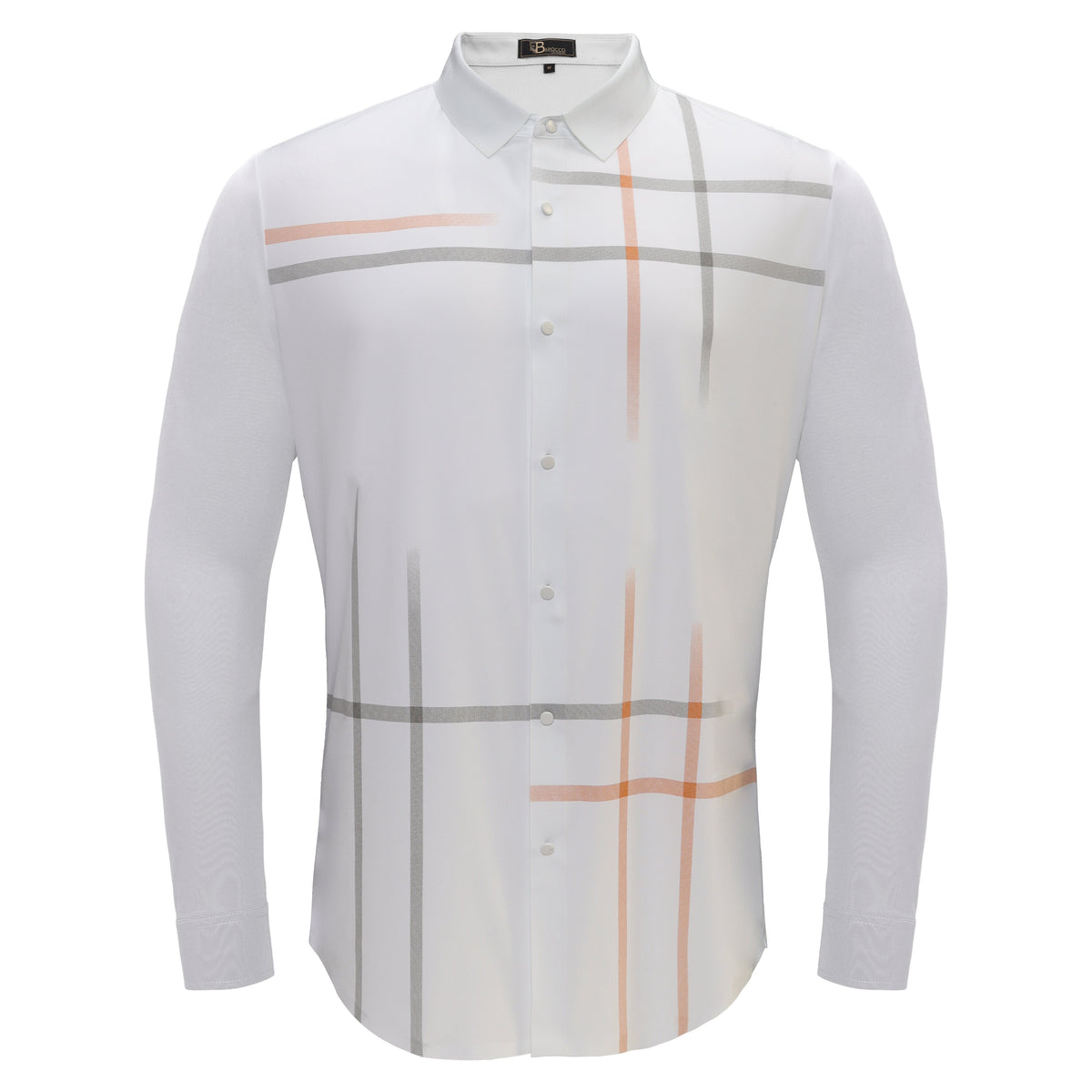 Barocco Checkmate Men's 4-Way Stretch Plaid Shirt - White