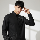 Floral Crystal Shirt BLACK/GUN SILVER