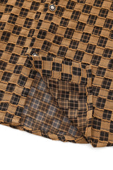 Barocco Textured Grid Men's Long Sleeve Shirt - Khaki