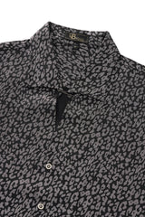 Barocco Tonal Leopard Men's Long Sleeve Shirt - Black
