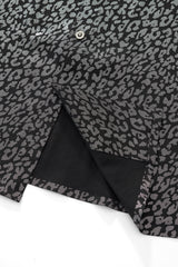 Barocco Tonal Leopard Men's Long Sleeve Shirt - Black