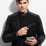 Midnight Spark PU Leather Moto Jacket BLACK/BLACK