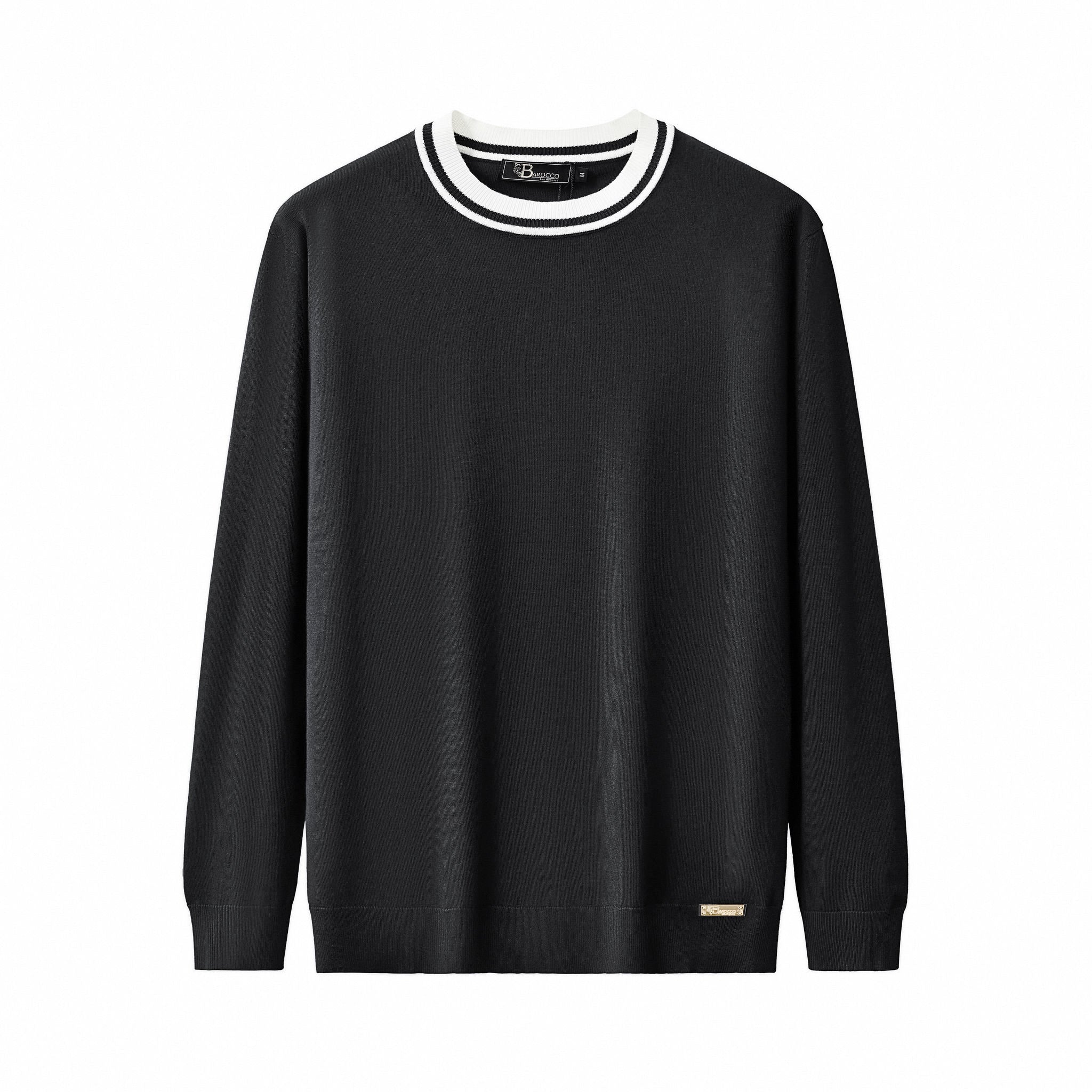 Halo Contrast Collar Knit LS BLACK