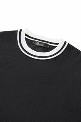 Halo Contrast Collar Knit LS BLACK