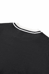 Halo Contrast Collar Knit LS BLACK
