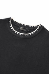 Axis Contrast Stitch Knit LS BLACK