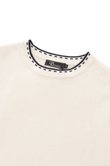 Axis Contrast Stitch Knit LS IVORY