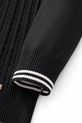 Marquee Cable Knit Cardigan LS BLACK
