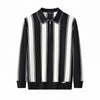 Vanguard Stripe Knit Polo LS BLACK