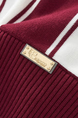 Vanguard Stripe Knit Polo LS WINE