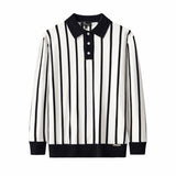 Imperial Stripe Knit Polo LS WHITE
