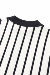 Imperial Stripe Knit Polo LS WHITE