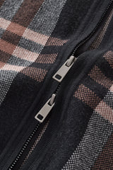 Paramount Plaid Knit Zip LS BLACK