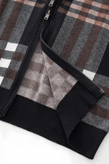Paramount Plaid Knit Zip LS BLACK