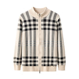 Paramount Plaid Knit Zip LS IVORY
