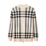 Paramount Plaid Knit Zip LS IVORY