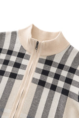 Paramount Plaid Knit Zip LS IVORY