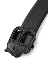Flat Leather Auto Buckle Belt BLACK/BLACK