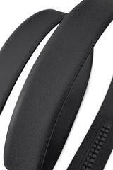 Flat Leather Auto Buckle Belt BLACK/BLACK
