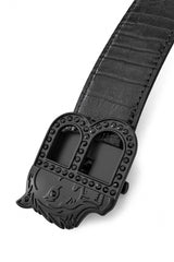 Croc-Embossed Auto BKL Belt BLACK/BLACK