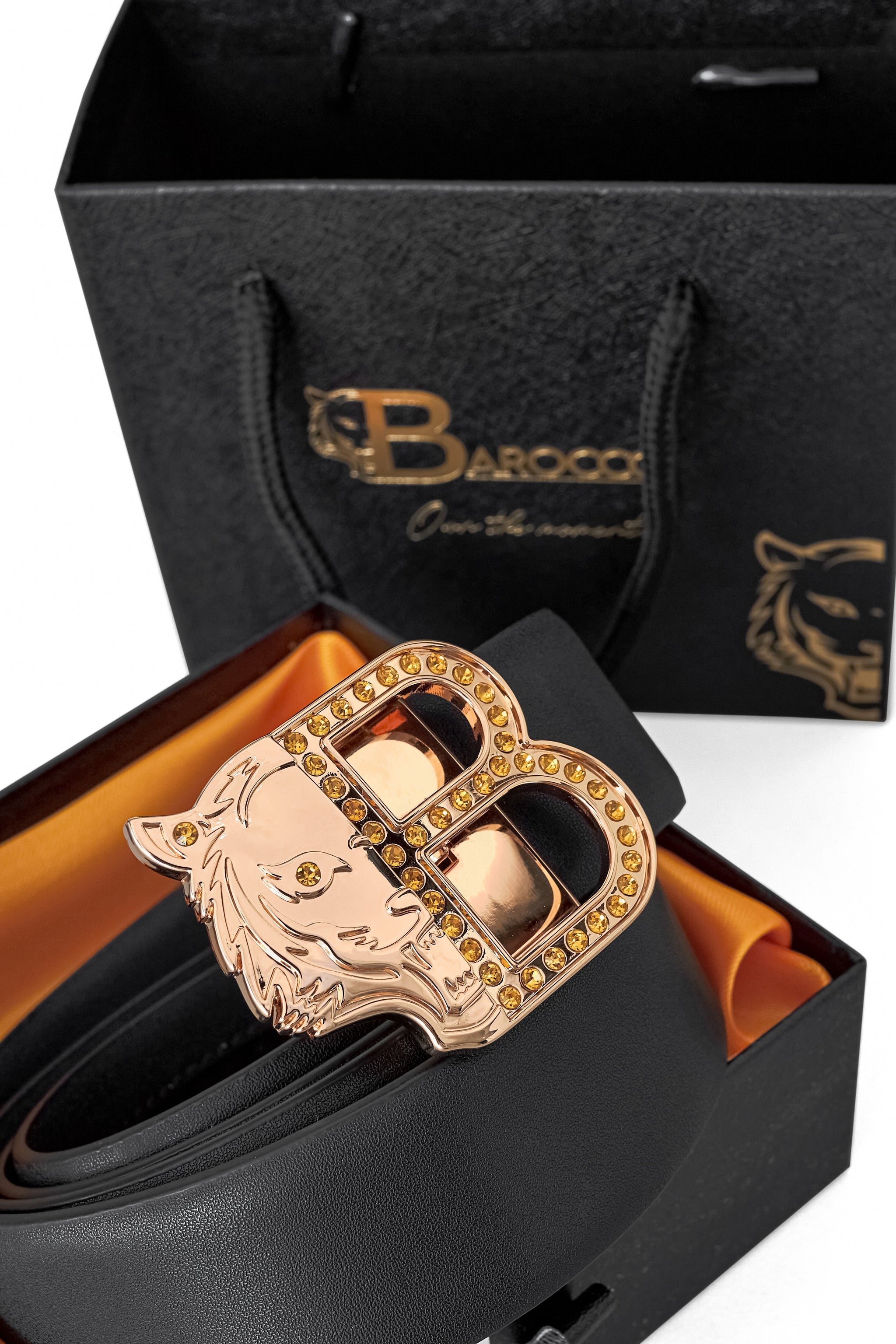 Smooth Leather Auto Buckle Belt – Gold Edition GOLD/BLACK