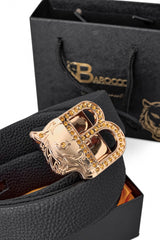 Pebbled Leather Auto BKL Belt – Gold Edition GOLD/BLACK