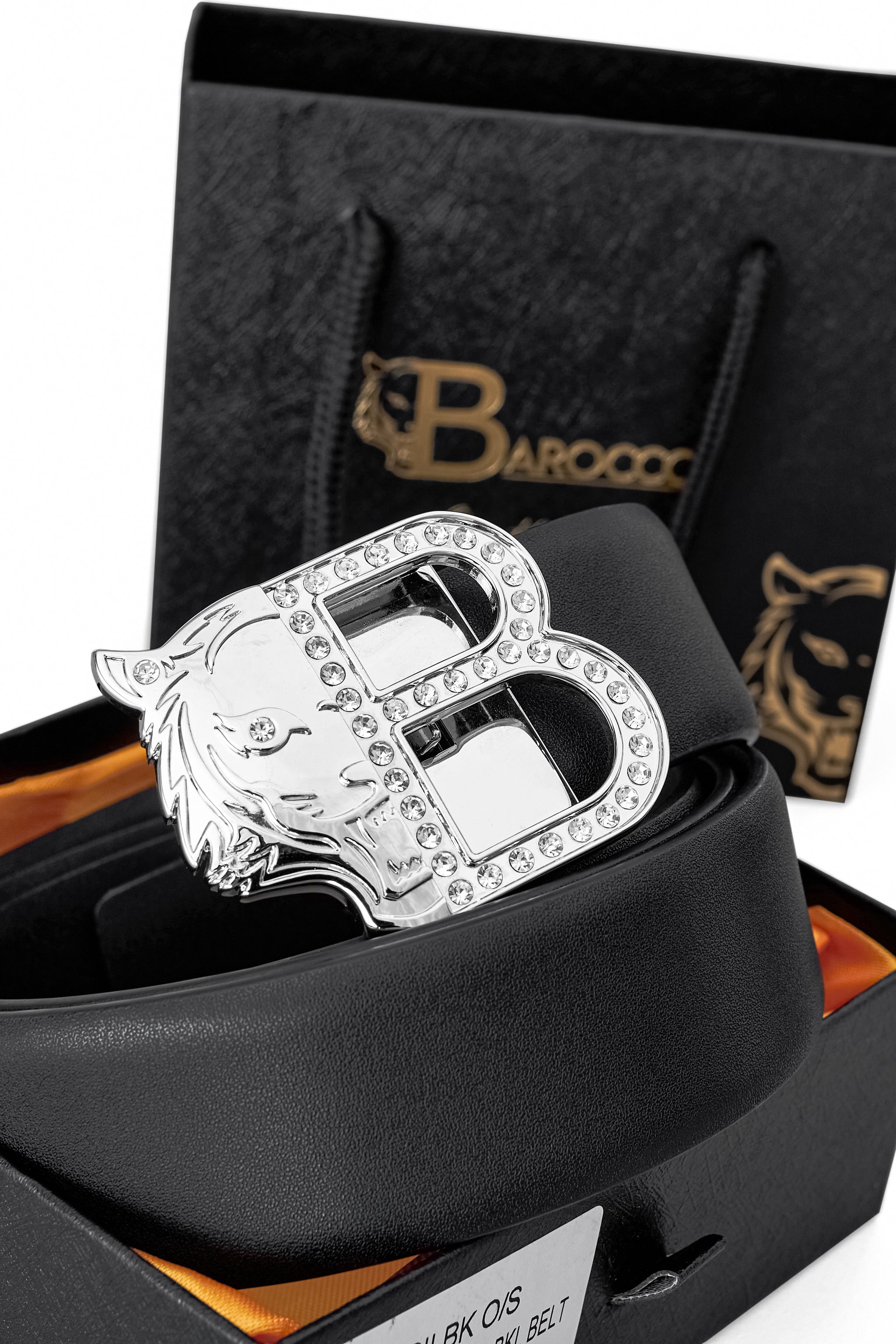 Flat Leather Auto BKL Belt – Silver Ed. SILVER/BLACK