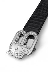 Croc-Embossed Leather Auto BKL Belt – Silver Ed. SILVER/BLACK