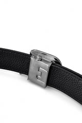 Croc-Embossed Leather Auto BKL Belt – Silver Ed. SILVER/BLACK