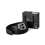 Croc-Embossed Leather Auto BKL Belt – Silver Ed. SILVER/BLACK