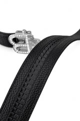 Croc-Embossed Leather Auto BKL Belt – Silver Ed. SILVER/BLACK