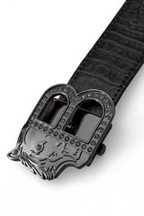 Croc-Embossed Leather Auto BKL Belt – Blackout Ed. GUN/BLACK