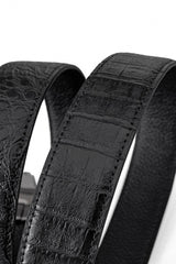 Croc-Embossed Leather Auto BKL Belt – Blackout Ed. GUN/BLACK