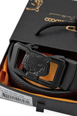 Pebbled Leather Lion Auto BKL Belt – Blackout Ed. BLACK/BLACK