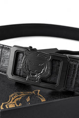 Croc-Embossed Lion Auto BKL Belt – Blackout Ed. BLACK/BLACK