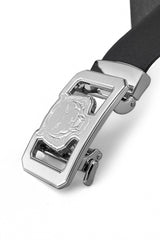 Flat Leather Lion Auto BKL Belt – Silver Ed. SILVER/BLACK