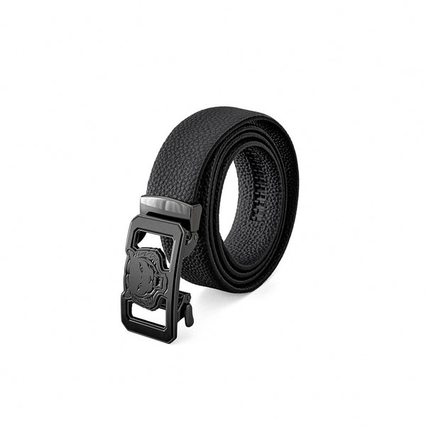 Pebbled Leather Lion Auto BKL Belt – Gunmetal GUN/BLACK – Franky