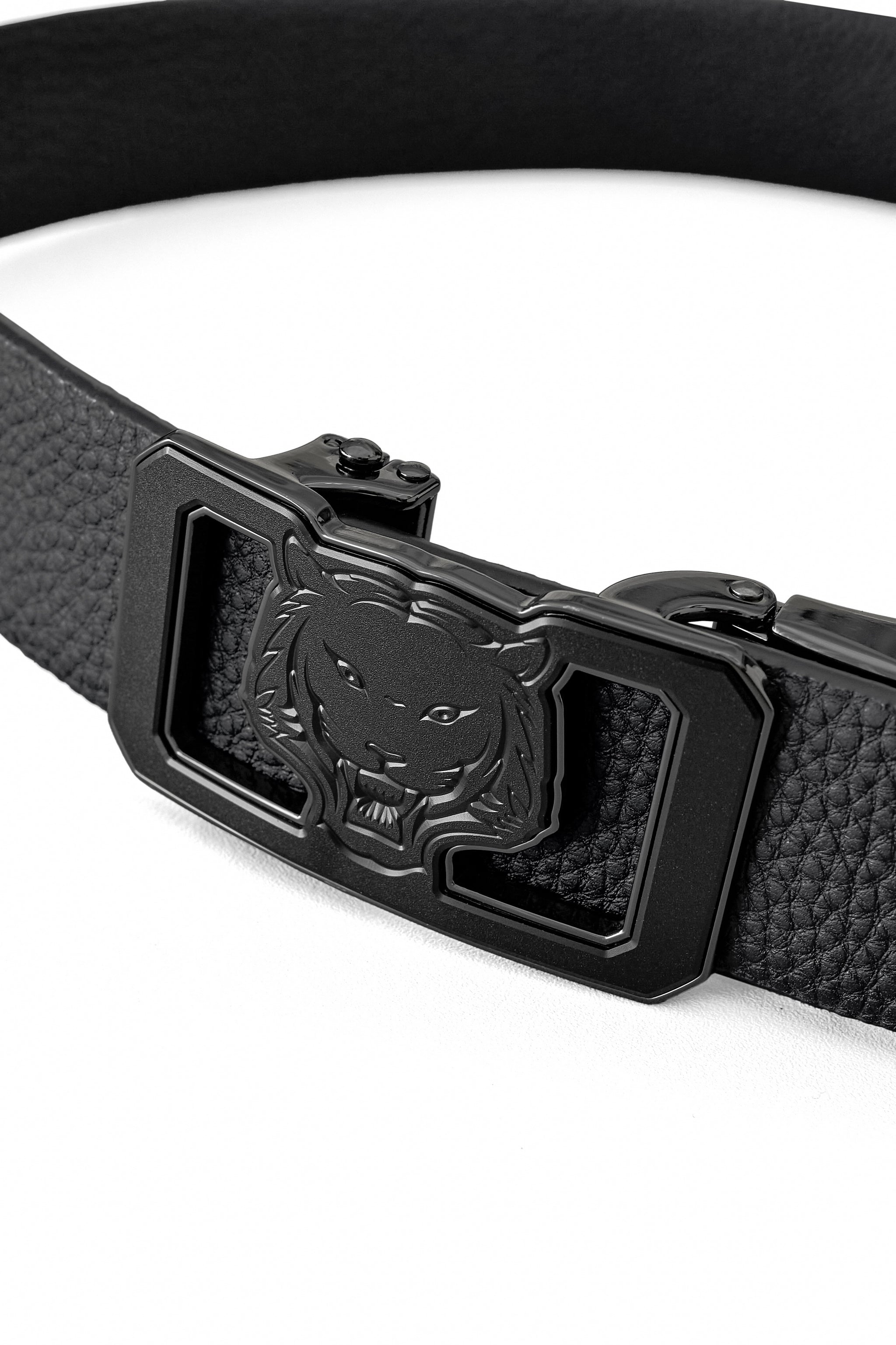 Pebbled Leather Lion Auto BKL Belt – Gunmetal GUN/BLACK – Franky