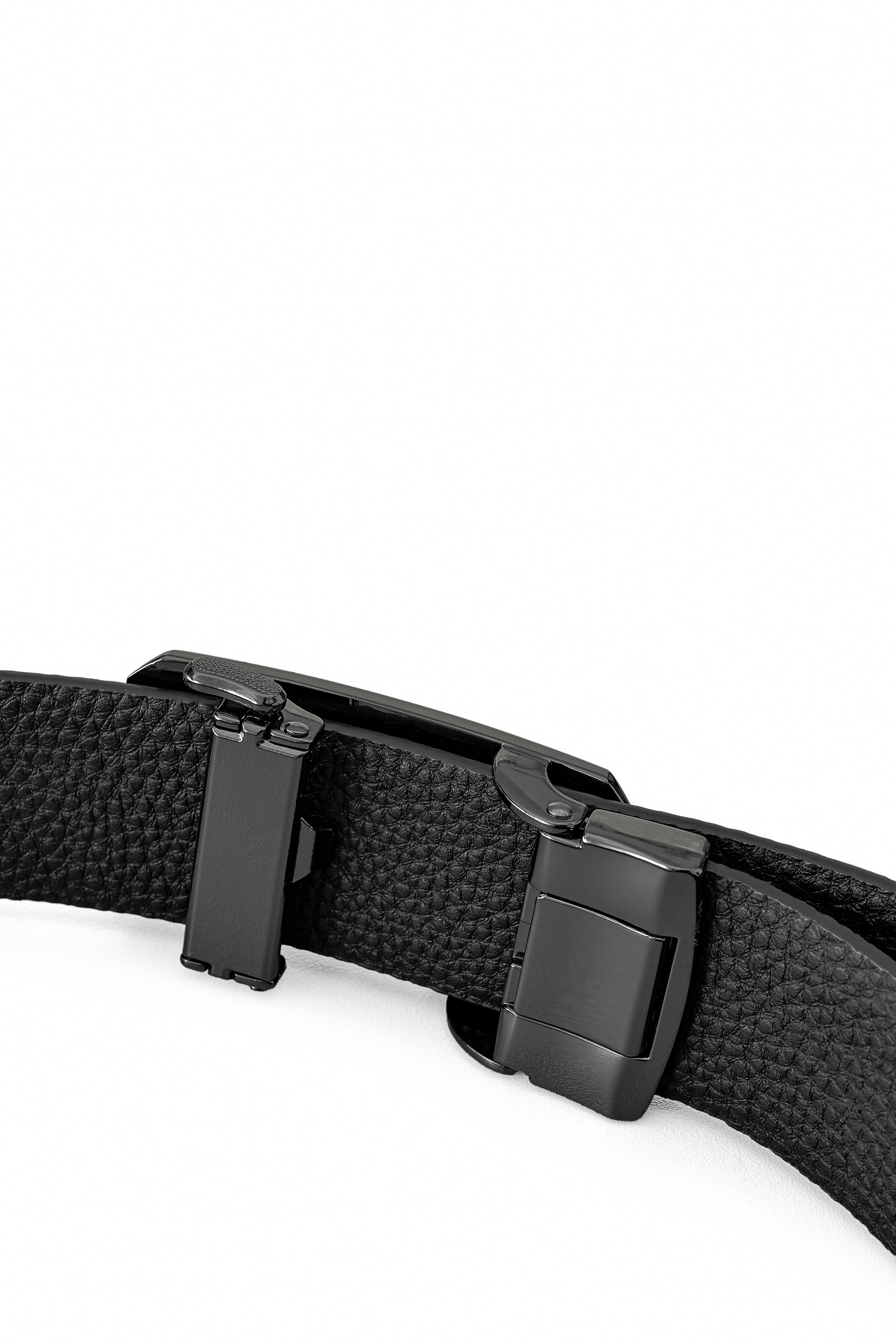 Pebbled Leather Lion Auto BKL Belt – Gunmetal GUN/BLACK – Franky
