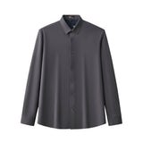 Barocco Velvet Core Men's Long Sleeve Button-Up Shirt - Dark Grey