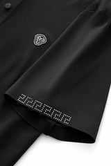 El Baron Perforated Collar Men's Performance Polo - Black/Silver