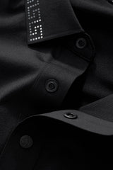 El Baron Perforated Collar Men's Performance Polo - Black/Silver