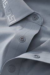 El Baron Perforated Collar Men's Performance Polo - Grey/Silver