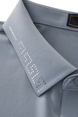 El Baron Perforated Collar Men's Performance Polo - Grey/Silver