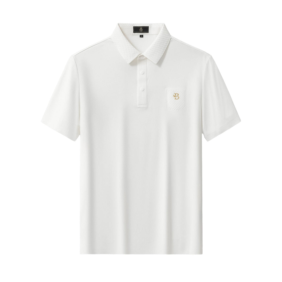 Textured Collar Performance Polo – El Baron WHITE