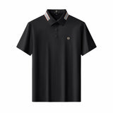 El Baron Stripe Collar Men's Performance Polo - Black