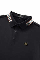 El Baron Stripe Collar Men's Performance Polo - Black
