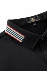 El Baron Stripe Collar Men's Performance Polo - Black