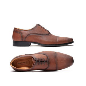 Men's Captoe Oxford Brown Shoes | C-160