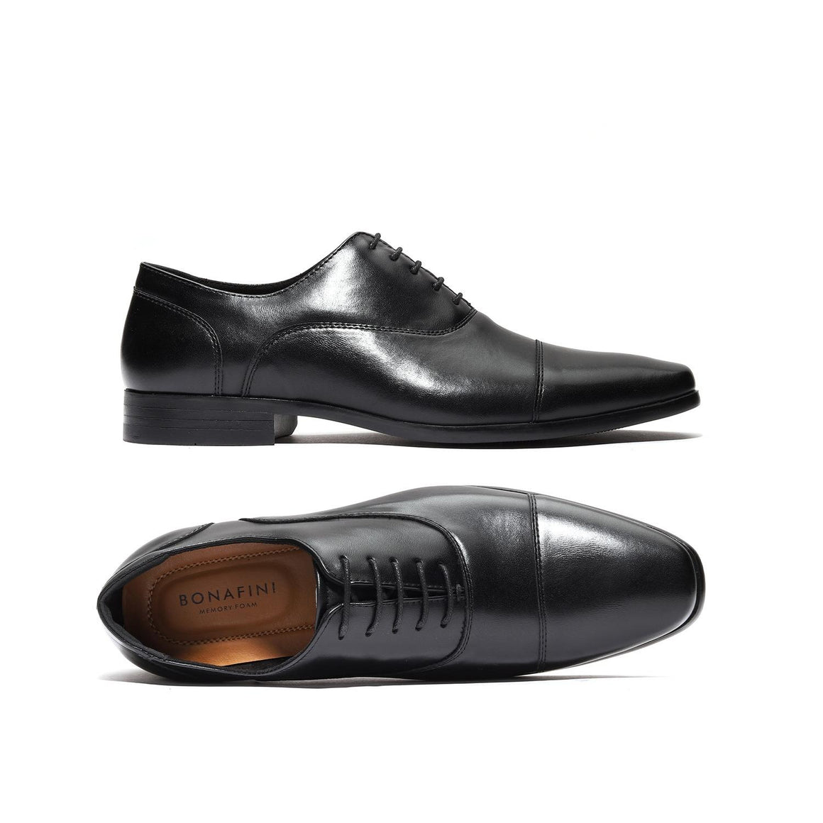 Men's Captoe Oxford Black Shoes | C-161